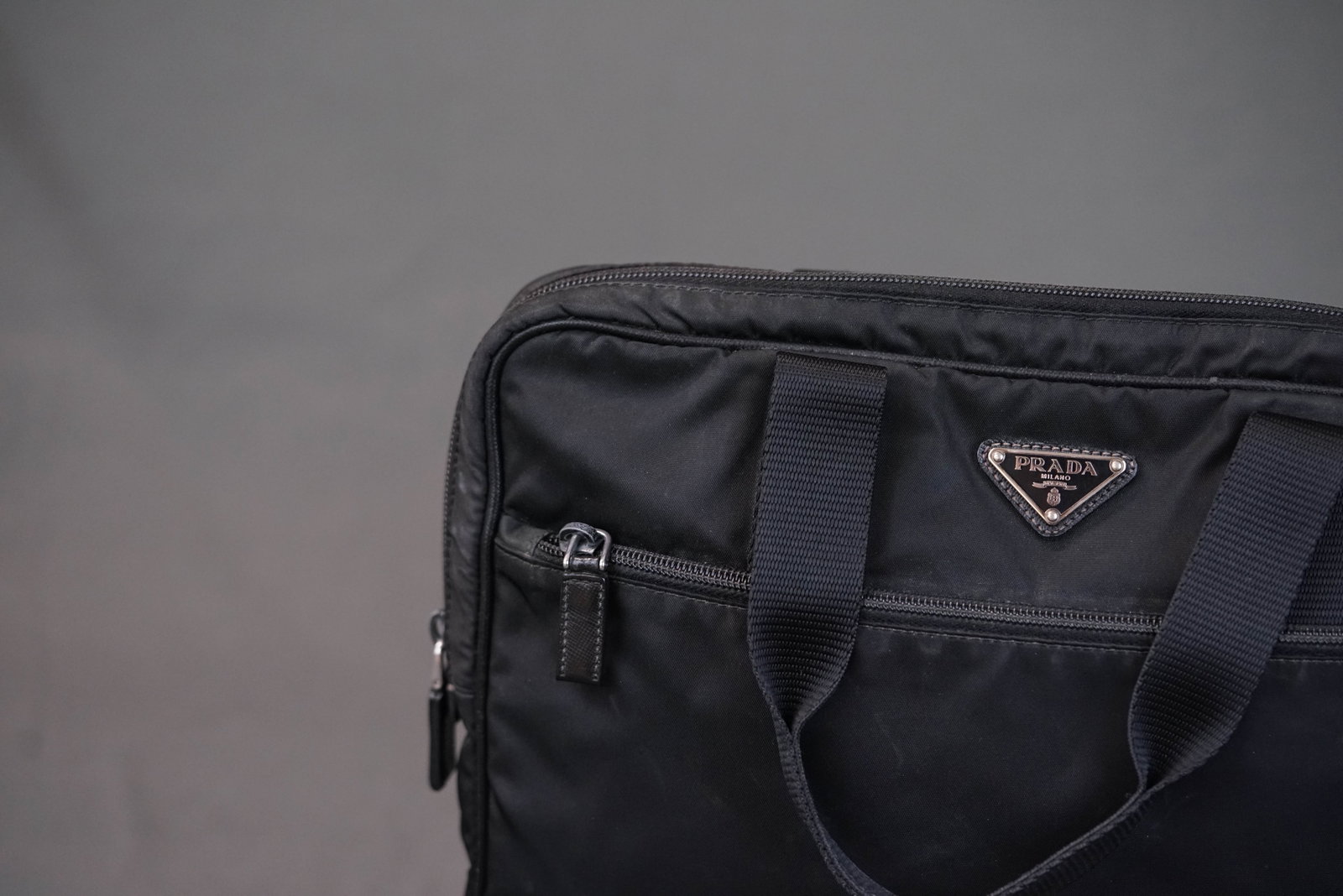 PRADA POCONO BLACK NYLON HANDBAG - 2