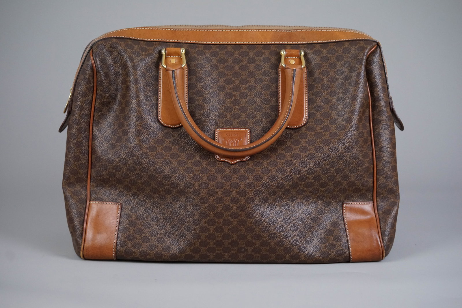 CELINE MACADAM BOSTON HOLDALL BAG: CELINE MACADAM BOSTON HOLDALL BAG, width 39cm, height 32cm, depth 16cm. If you have any questions regarding this lot please contact us. For further information on our auction, please refer to our T