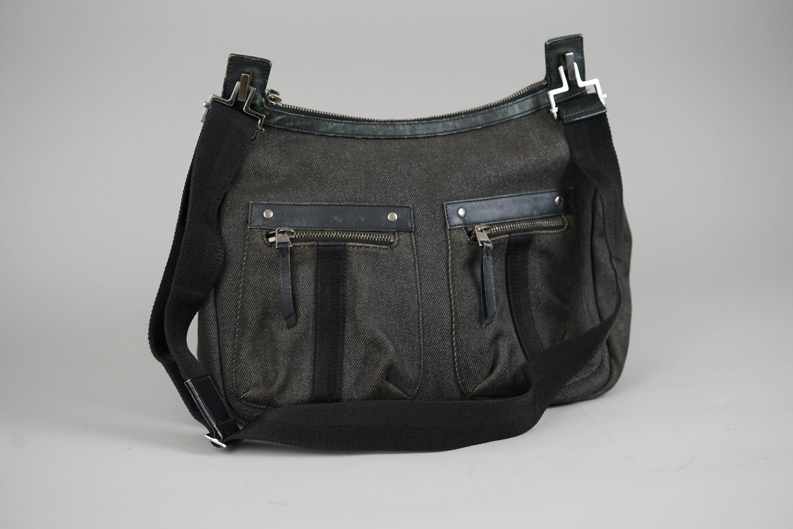 GUCCI SHOULDER BAG DENIM 002113 BLACK - 2