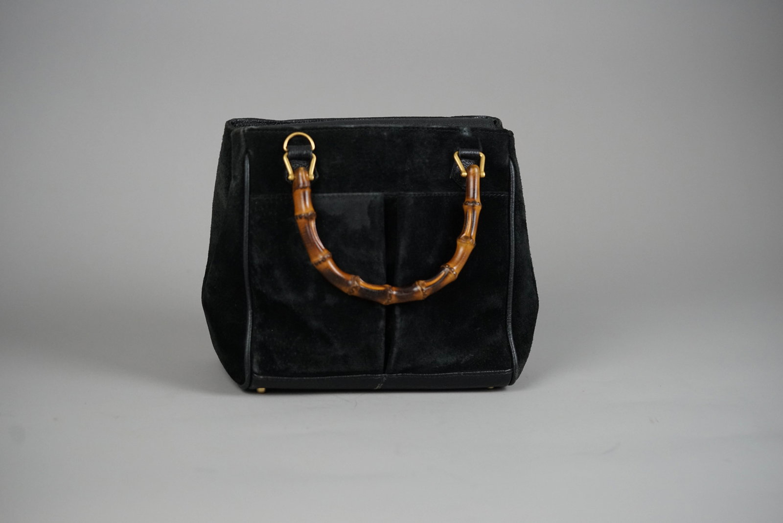GUCCI BAMBOO HANDBAG SUEDE 0316 BLACK - 2