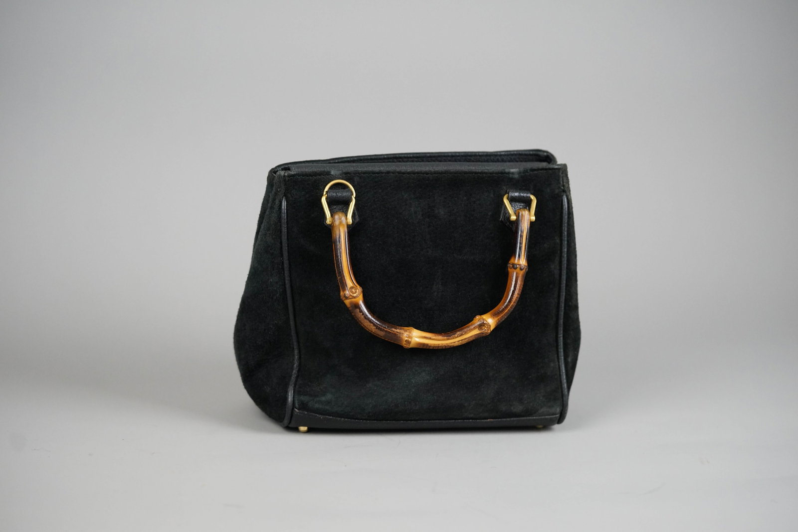 GUCCI BAMBOO HANDBAG SUEDE 0316 BLACK - 6