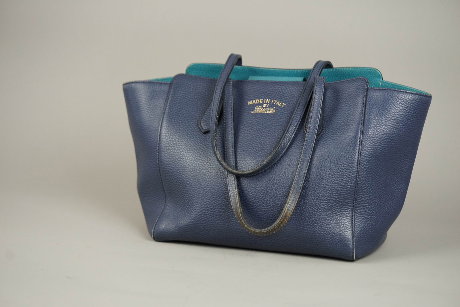 GUCCI SWING TOTE BAG LEATHER 525040 NAVY - 3