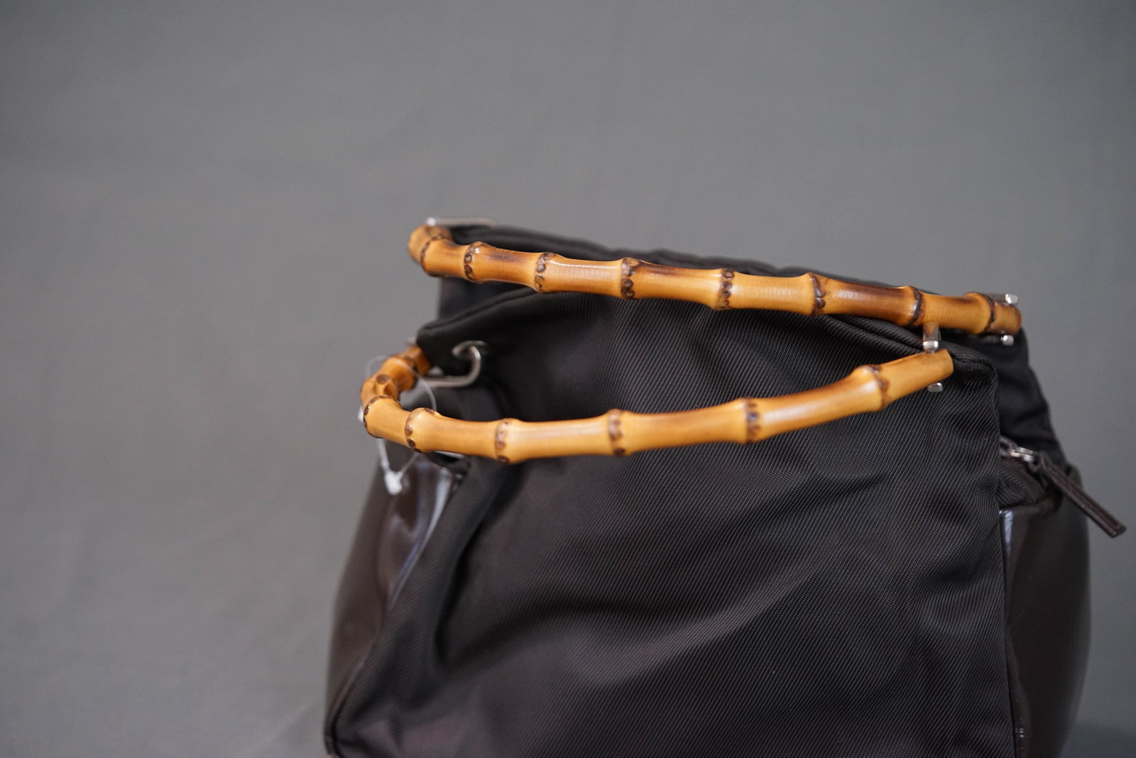 GUCCI BAMBOO BROWN NYLON HANDBAG 0575 - 2