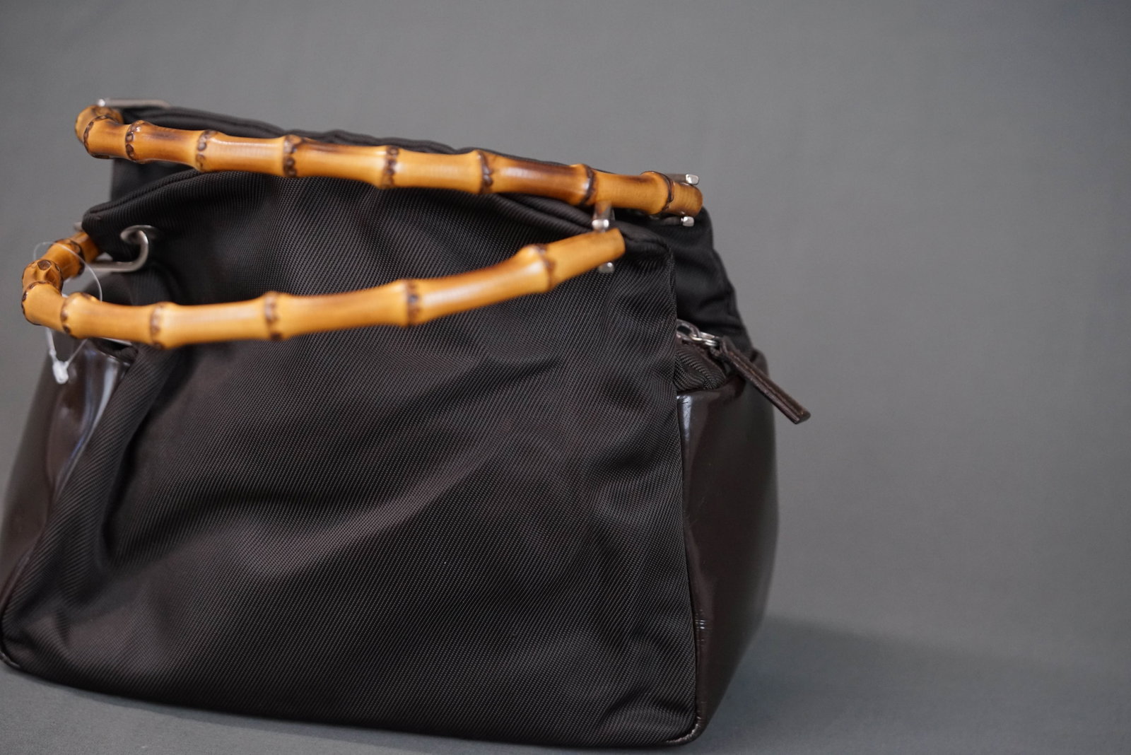 GUCCI BAMBOO BROWN NYLON HANDBAG 0575 - 5