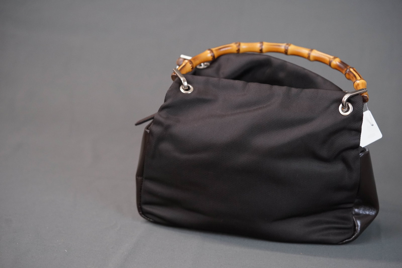 GUCCI BAMBOO BROWN NYLON HANDBAG 0575 - 6