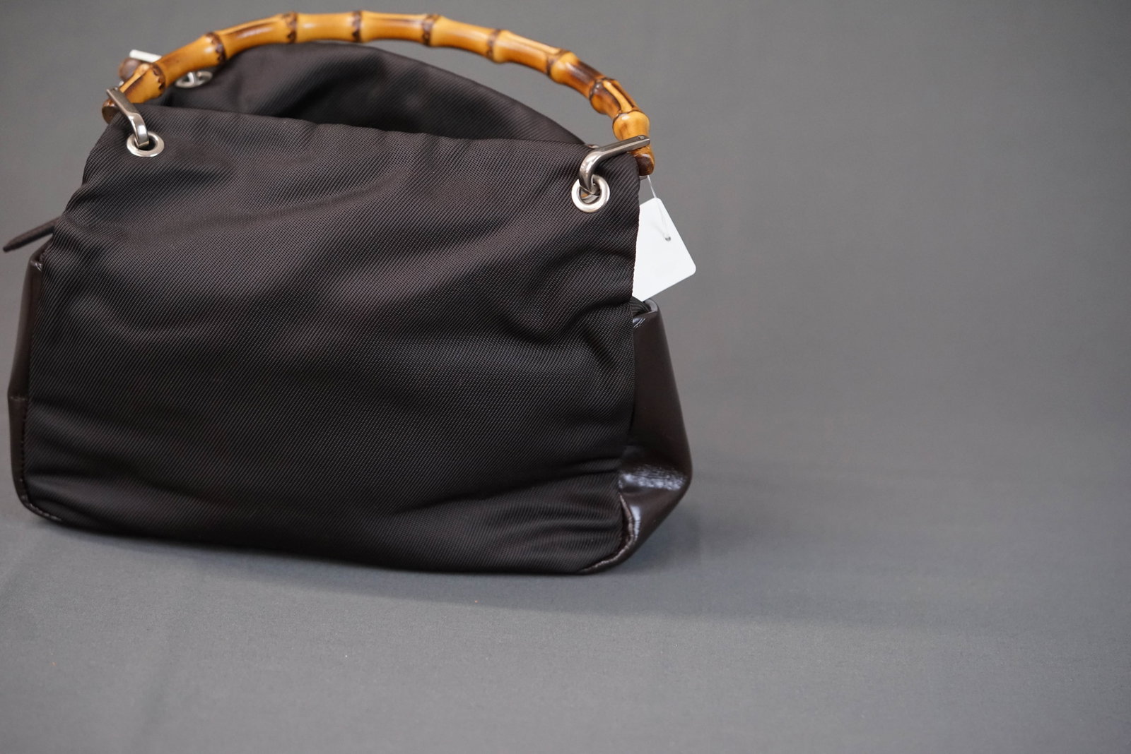 GUCCI BAMBOO BROWN NYLON HANDBAG 0575 - 7