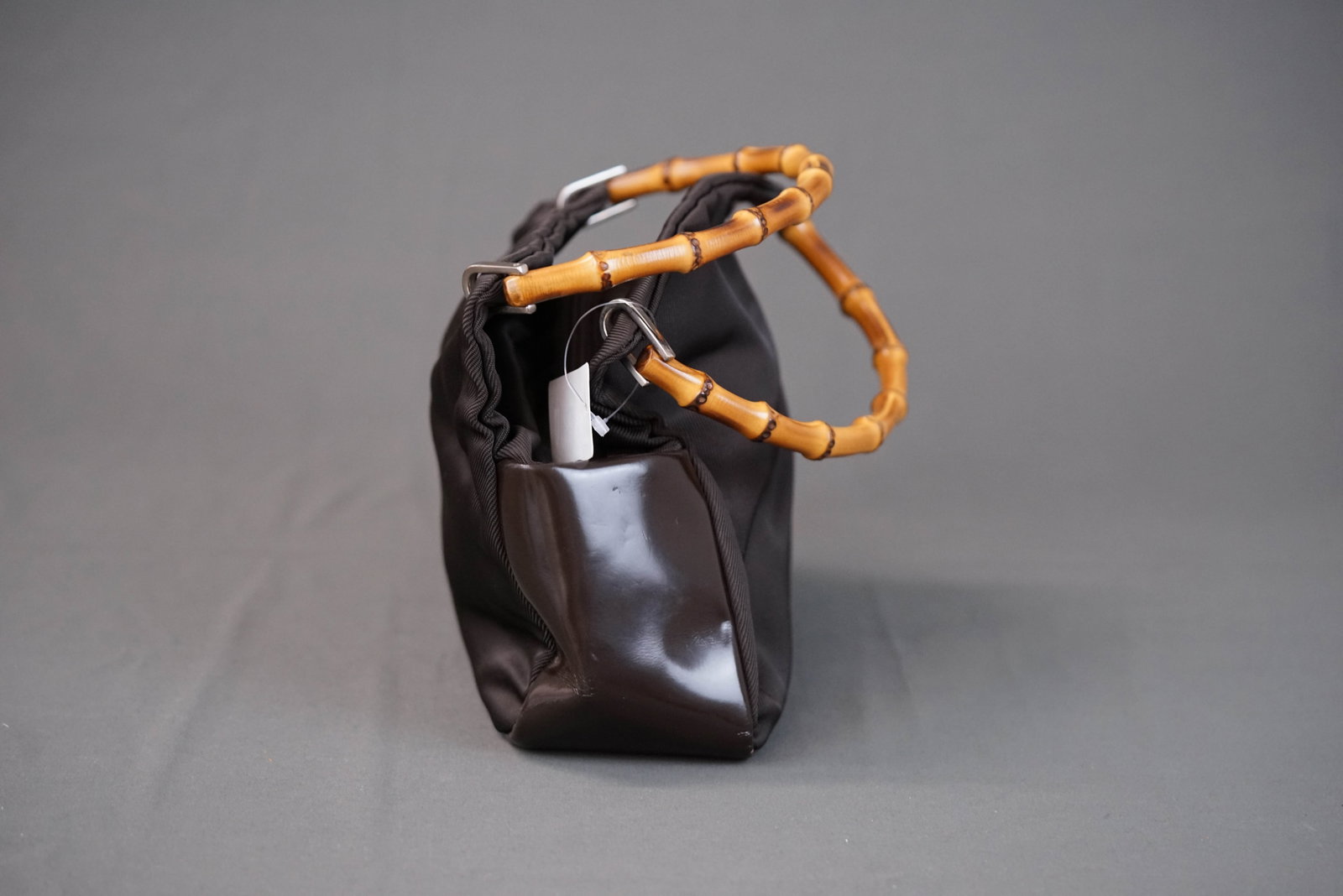 GUCCI BAMBOO BROWN NYLON HANDBAG 0575 - 8