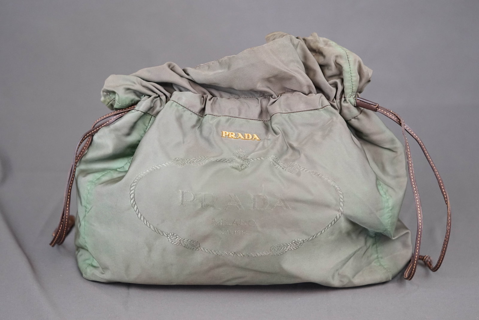 PRADA LARGE NYLON SHOULDER BAG: PRADA LARGE NYLON SHOULDER BAG, nylon, width 36cm, height 30cm, 7 depth cm. If you have any questions regarding this lot please contact us. For further information on our auction, please refer to our