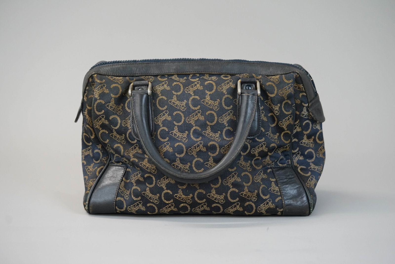 CELINE CANVAS & LEATHER HANDBAG - 5