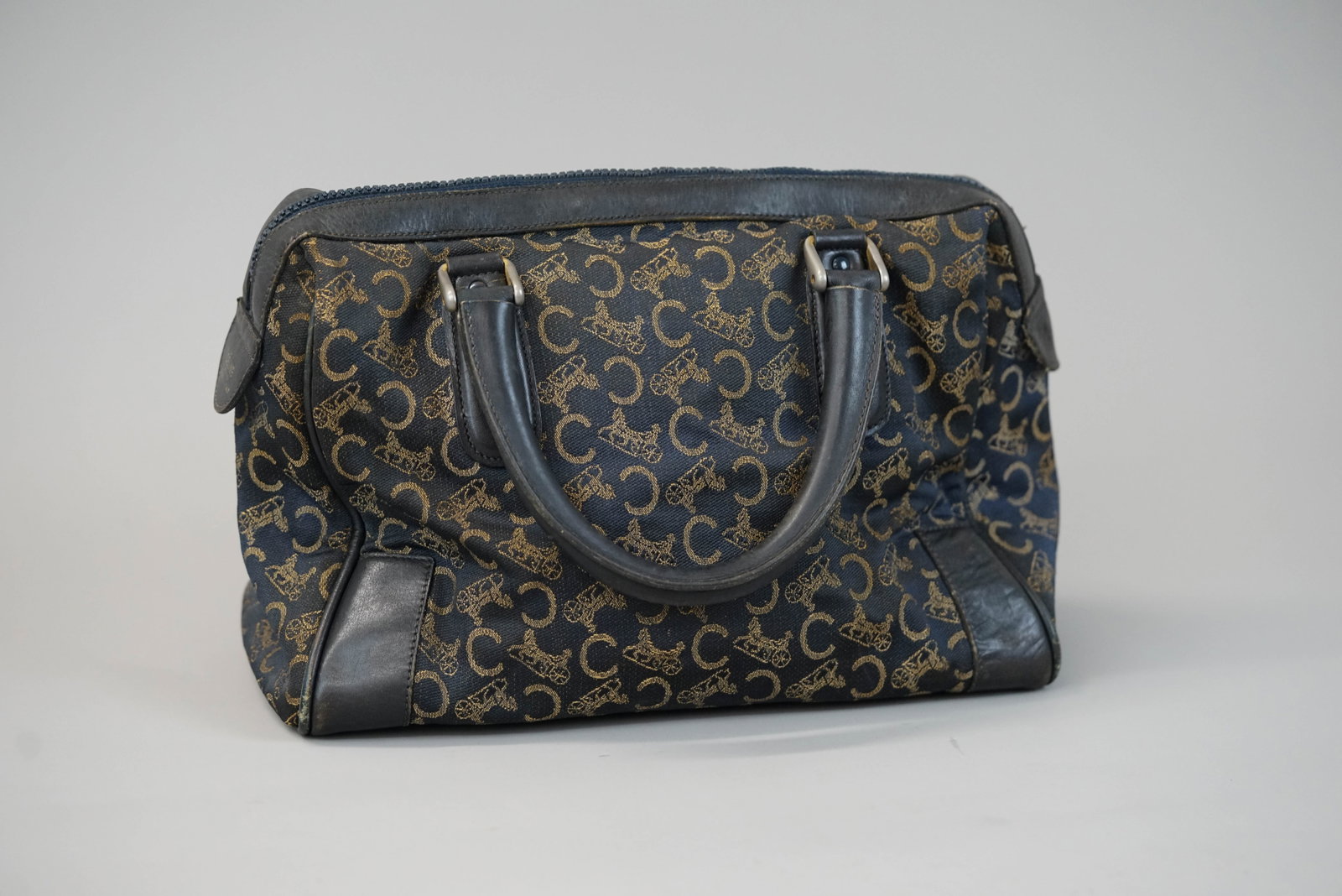 CELINE CANVAS & LEATHER HANDBAG - 6