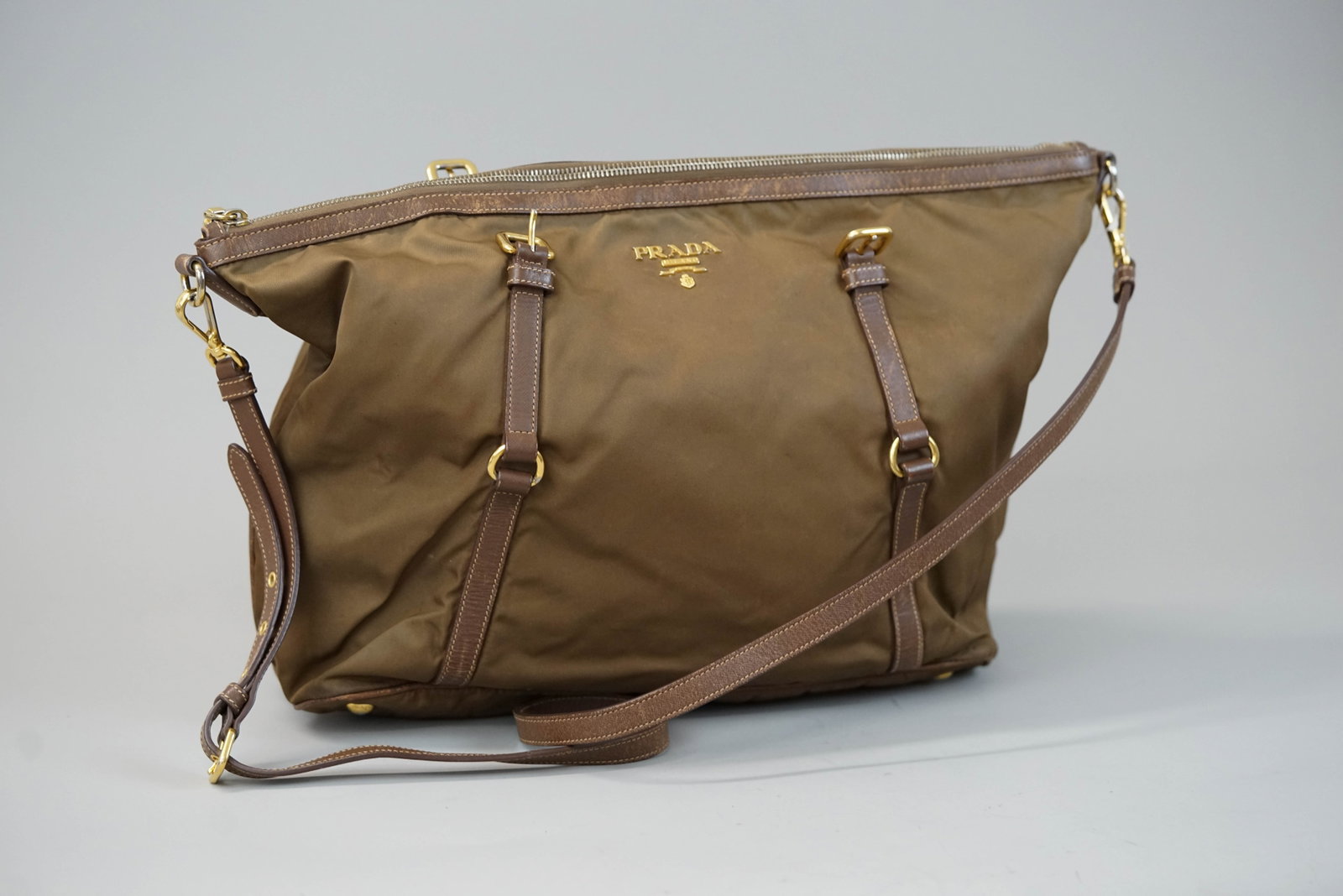 PRADA BROWN NYLONE BAG - 2