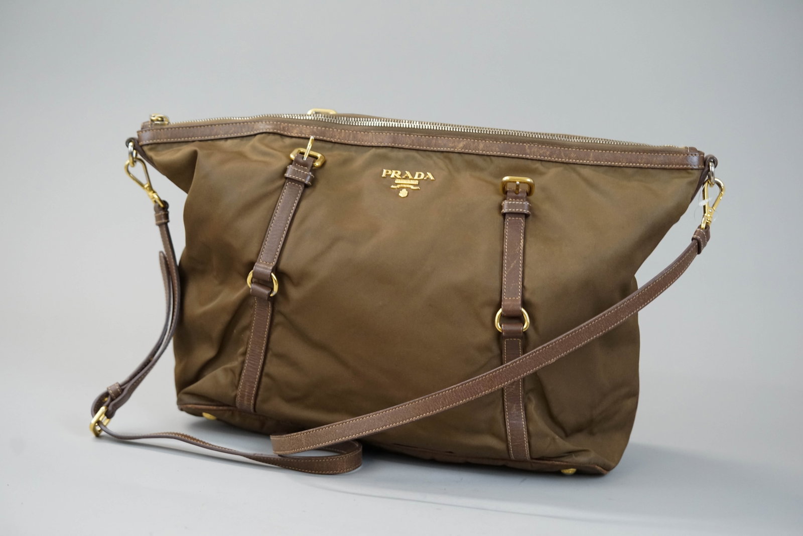 PRADA BROWN NYLONE BAG - 3