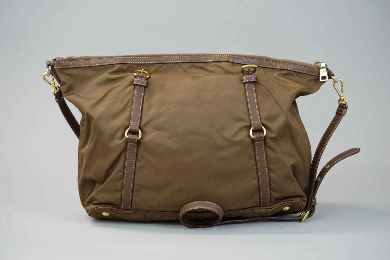 PRADA BROWN NYLONE BAG - 4