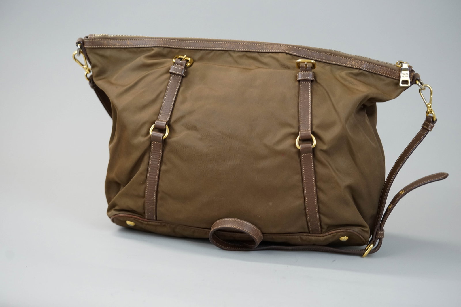 PRADA BROWN NYLONE BAG - 6