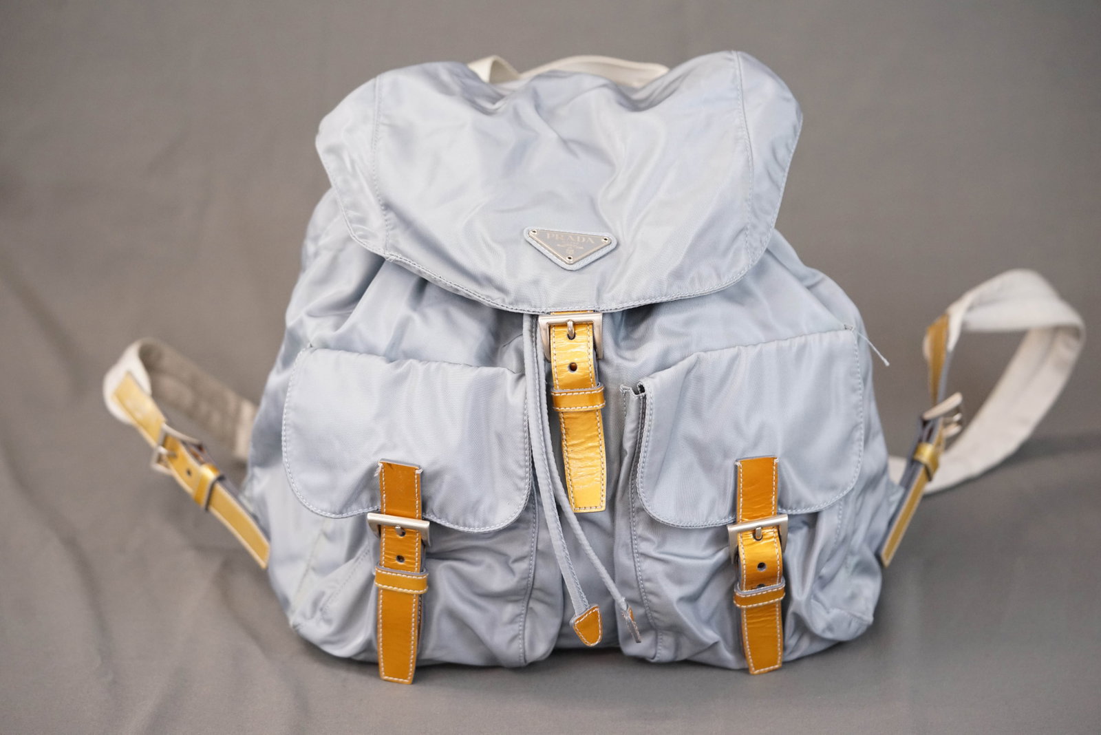 *NO RESERVE* PRADA POCONO BLUE GALA NYLON BACKPACK: PRADA POCONO BLUE GALA NYLON BACKPACK, condition rank B, width 29cm, height 30cm, depth 15cm. If you have any questions regarding this lot please contact us. For further information on our auction,