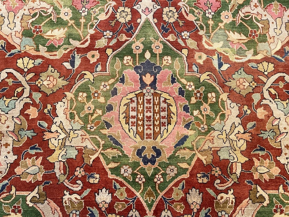 Antique Indian Agra Rug 13'9" H x 10'10" W - 5