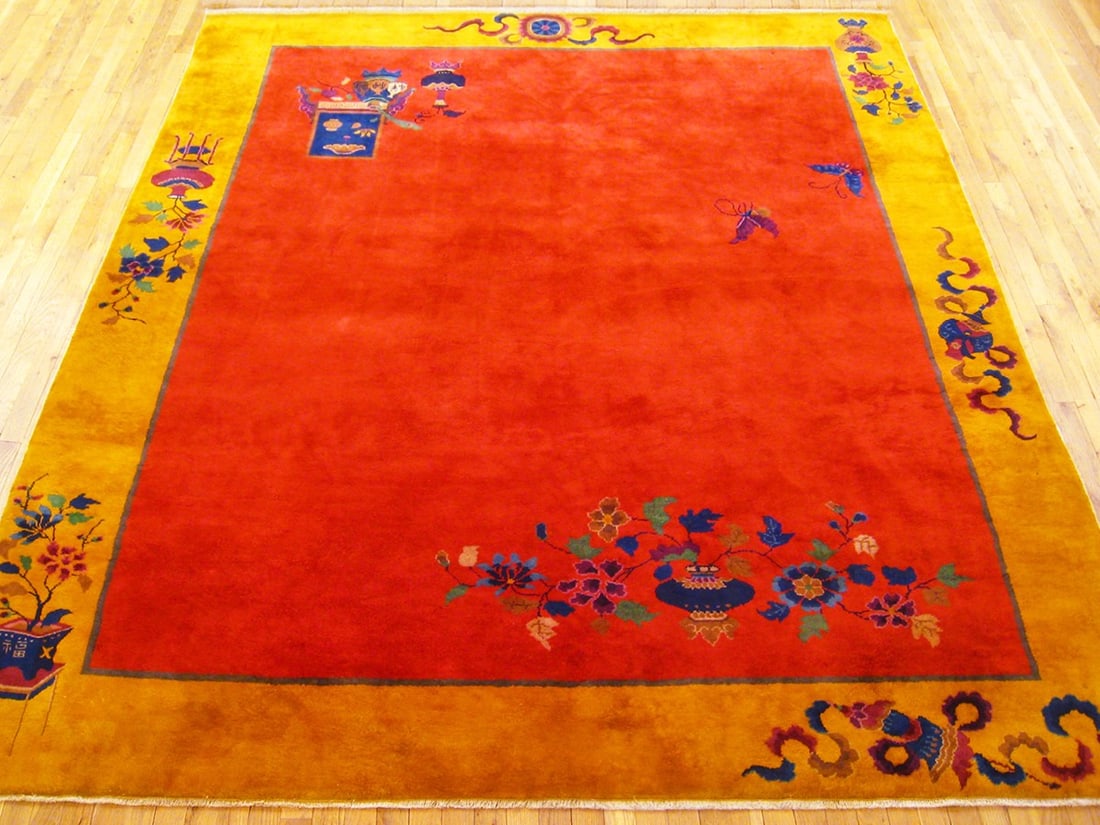 Vintage Chinese Art Deco Rug 9'8" H x 8'0" W - 2