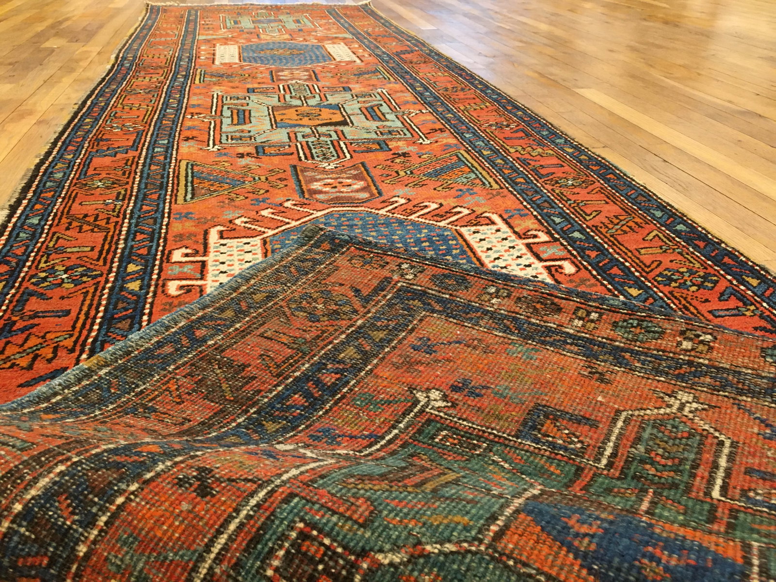 Antique Persian Heriz Karaja Rug 10'7" H x 3'0" W - 7