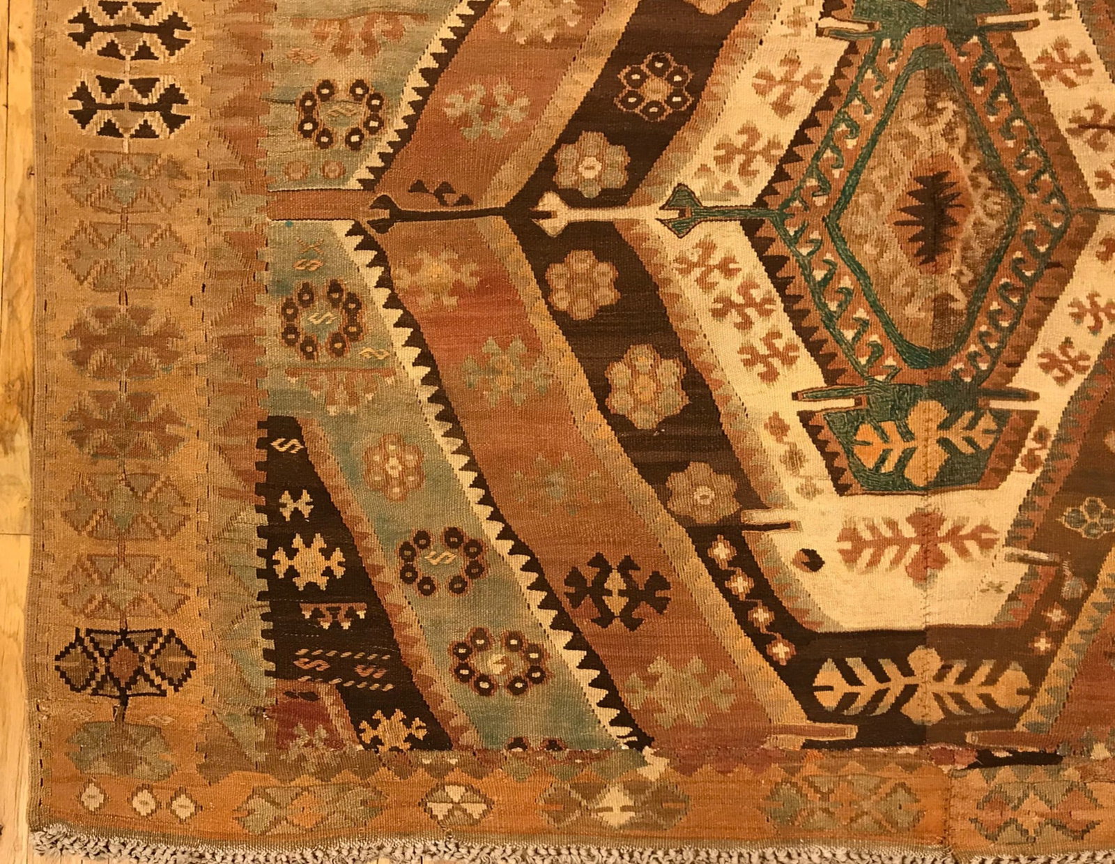 Vintage Turkish Kilim Rug 9'5" H x 6'2" W - 2