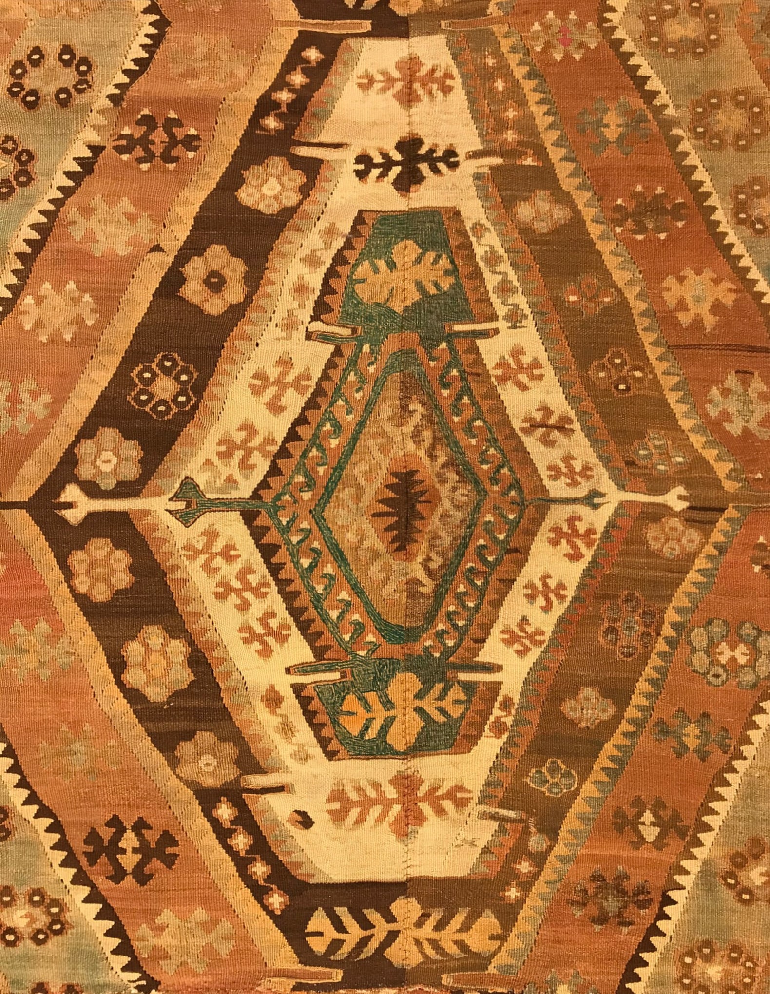 Vintage Turkish Kilim Rug 9'5" H x 6'2" W - 5