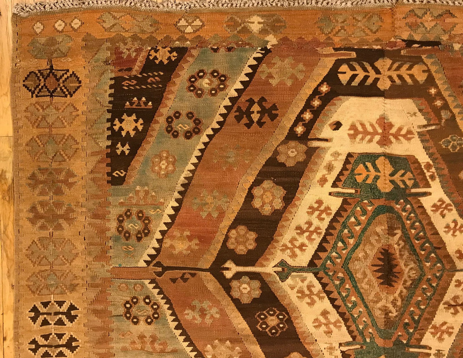 Vintage Turkish Kilim Rug 9'5" H x 6'2" W - 6