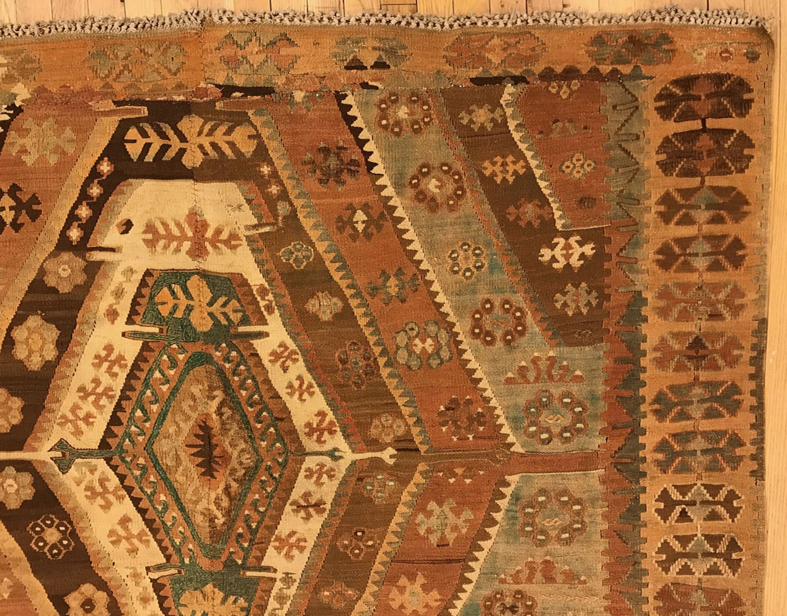Vintage Turkish Kilim Rug 9'5" H x 6'2" W - 8