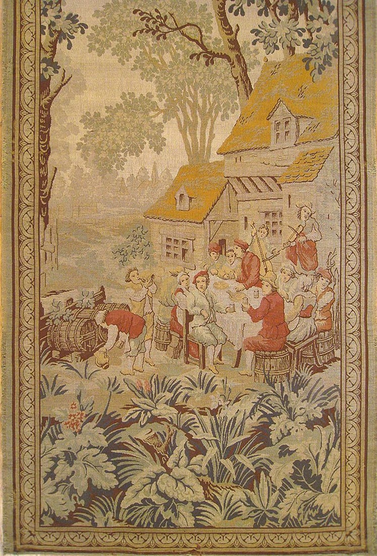 Period Antique Loomed Landscape Tapestry 6'7" H x 3'3" W - 3