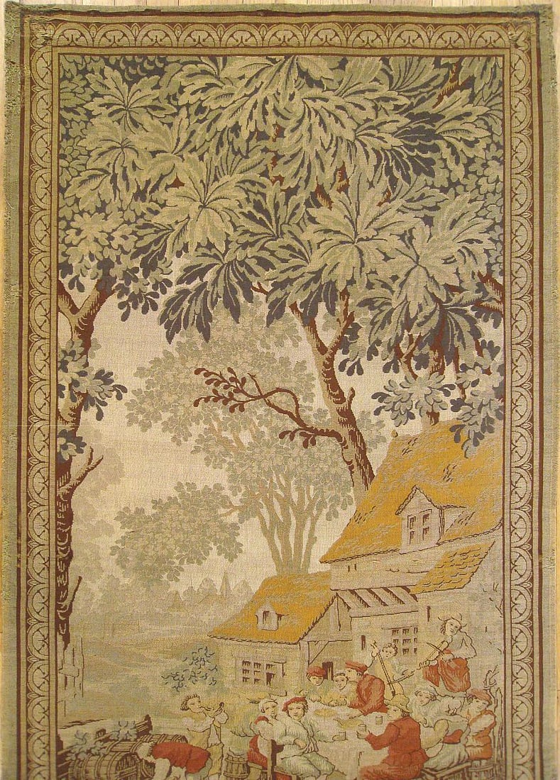 Period Antique Loomed Landscape Tapestry 6'7" H x 3'3" W - 5