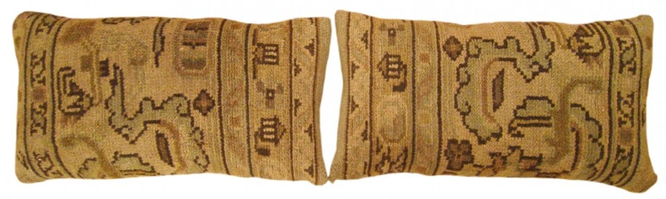 Pair of Antique Spanish Savonnerie Carpet Pillows 2'3" H x 1'3" W (1 of 6)
