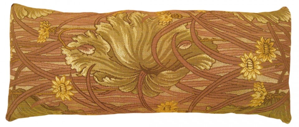 Antique Jacquard Tapestry Pillow 1'0" H x 2'2" W: Antique Jacquard Tapestry Pillow; size 1'0 x 2'2An antique decorative pillow with a garden design allover a gold green central field, size 1'0" x 2'2". This lovely decorative pillow features an antiqu