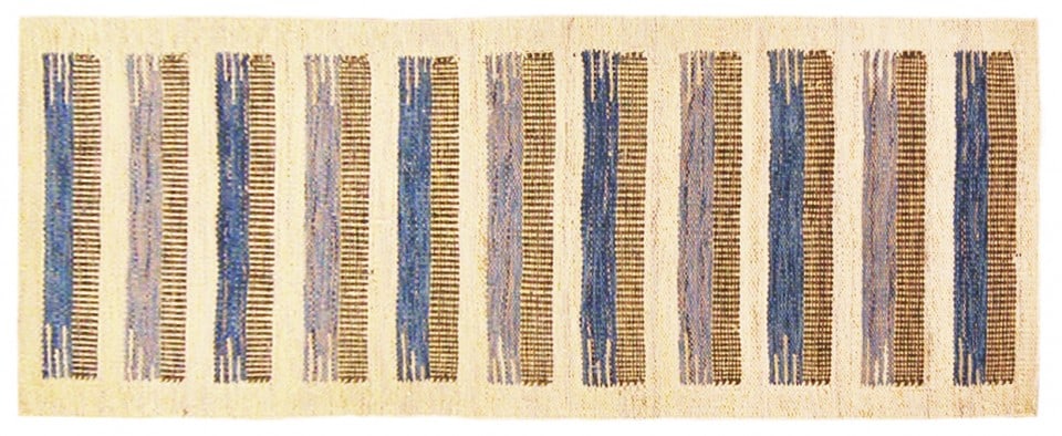 New Flat Weave Runner 7'0" H x 2'7" W: New Pakistan Flat Weave, with Stripes, in Runner sizeA one-of-a-kind modern Pakistan Flat weave with a thick and lustrous wool pile with soft touch and great resistance to wear. This flat weave featur
