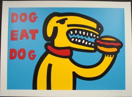 MARCO Pop Art DOG EAT DOG BLUE Print Wild and Wacky: We're happy to offer DOG EAT DOG (BLUE), a Pop art print on paper by well-known artist MARCO: 2000 Serigraph on paper 24 × 35 Signed and numbered from a limited edition of 400 plus APs Bright a
