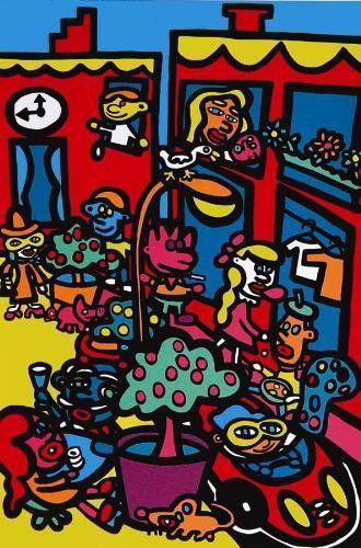 SOHO Colorful Dynamic Signed LE Pop Art Print MARCO: We love this lively print signed from a limited edition by the Pop art sensation, MARCO! Title: "Soho " 1999 Serigraph on paper 18 × 27 Signed and numbered from a total limited edition of 375 Br