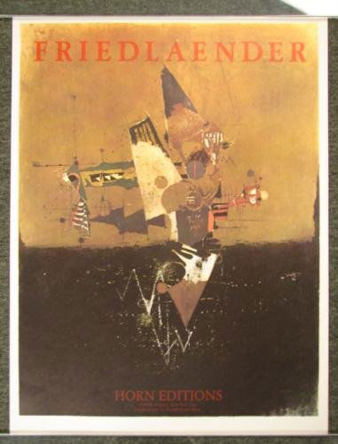 Johnny Friedlaender Horn Editions 1981 Art Poster: This poster is by well-known and influential 20th century artist and printmaker, Johnny Friedlaender (German/French 1912 - 1992): Title of featured work unknown to us Horn Editions 1981 Original lith