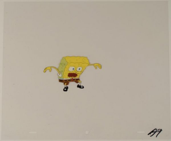 SpongeBob Karate Original Animation Art Production Cel: This original animation cel is from the Nickelodeon TV show SpongeBob Squarepants. The story takes place under the deep blue sea in Bikini Bottom, where SpongeBob resides. Sp