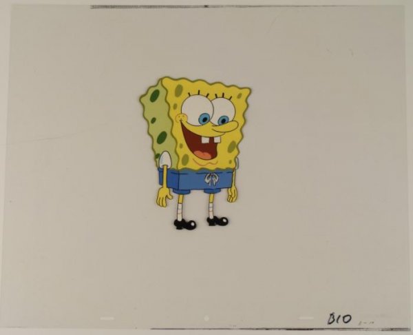 SpongeBob BIG Original Animation Art Production Cel: This original animation cel is from the Nickelodeon TV show SpongeBob Squarepants. The story takes place under the deep blue sea in Bikini Bottom, where SpongeBob resides. Sp
