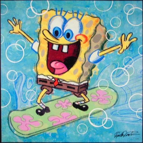 SpongeBob Surfing Duerrstein Signed LE Print on Canvas: This signed limited edition giclé on canvas print shows us SpongeBob SquarePants as he takes to the surf! The artist, Dick Duerrstein, famous for his uncanny ability to capture the essence of the