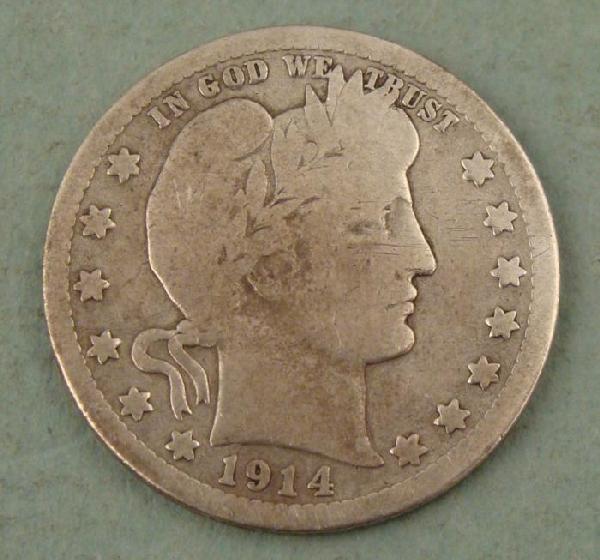 1914 D Barber Quarter US 25 C: 1914 D Barber Quarter