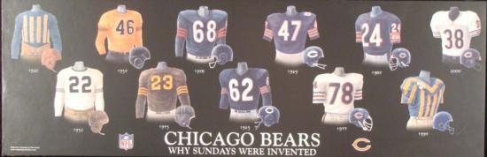 Chicago Bears Jersey History Picture Plaque 1920 2000