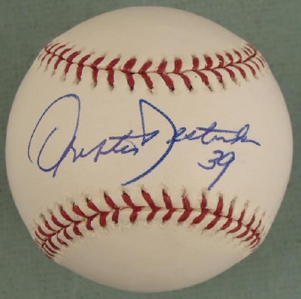 Orestes Destrade Signed Baseball Yankees Marlins: This baseball was signed by former first baseman Orestes Destrade. The autograph is in blue ballpoint. The ball is a Rawlings Official Major League Selig model. It is in mint condition. Orestes Destra