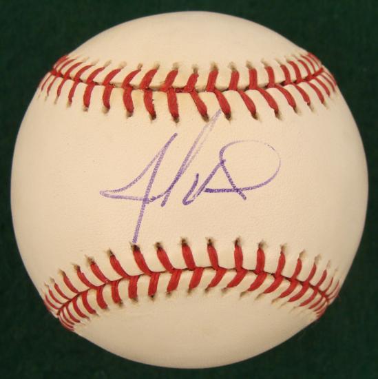John Vander Wal Signed Baseball- Top Pinch Hitter: This baseball was signed by former American League lefty hitter John Vander Wal. The autograph is in blue ballpoint. The ball is a Rawlings Official Major League Selig model. It is in excellent condit