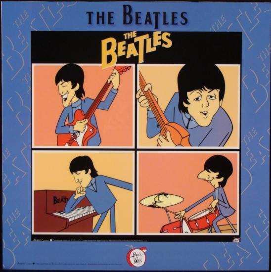 The Beatles Portraits Ltd Ed Sericel Animation Cel Art: This animation sericel features John, Paul, George, and Ringo as inspired by their Saturday morning cartoon series The Beatles. Title: "Portraits" Episode:
