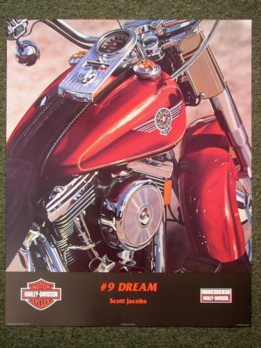 NO.9 DREAM Harley Motorcycle Art Scott Jacobs Poster: This exciting poster is by the very popular Harley Davidson licensed artist Scott Jacobs: Title: "No. 9 Dream" 24 × 30 On heavy paper stock Excellent condition; never mounted, matted or framed L