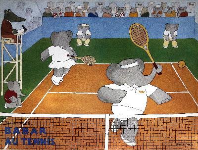 Brunhoff Babar Au Tennis Poster: Reference #: ULEF304 Artist Name: Brunhoff, Laurent De Title: Babar Au Tennis Medium: Offset Lithograph Edition Size: limited Year: Unknown Paper Size: 23.5 x 31.5 in. Image Size: 23.5 x 31.5 in. Cond