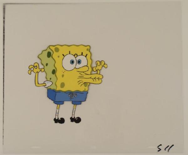 Original Pucker Up Cel Spongebob Animation Art: This original animation cel is from the Nickelodeon TV show SpongeBob Squarepants. The story takes place under the deep blue sea in Bikini Bottom, where SpongeBob resides. Sp