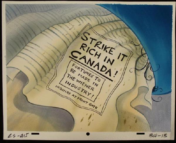 Original Background Ren and Stimpy Animation Canada: This original hand-painted background is from the Nickelodeon TV show Ren & Stimpy. The show follows two characters - Ren, a crazy Chihuahua - and - Stimpy, an incredibly stupid cat