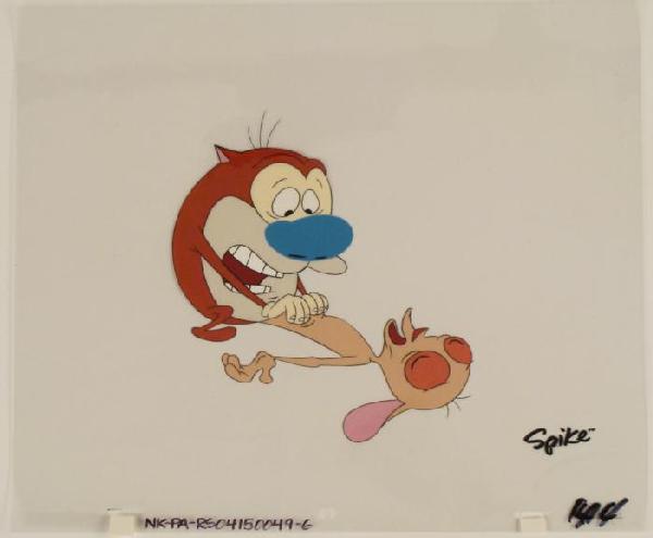 Original Cel Ren and Stimpy Production Art Come Back: This is an original production animation cel from the Nickelodeon TV show Ren & Stimpy. The show follows two characters - Ren, a crazy Chihuahua - and - Stimpy, an incredibly stupid