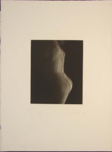 TWO NUDES IV Sensuous Mikio Watanabe Art Mezzotint: "Like a tree or a stone, human beings also possess this original purity. I would like to return to that point of simplicity and have the vision to look at all human and living beings," states well-kno
