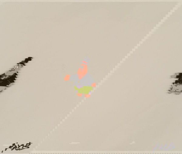 SpongeBob Original Cel Animation Patrick Red Bowtie: This original animation cel is from the Nickelodeon TV show SpongeBob Squarepants. The story takes place under the deep blue sea in Bikini Bottom, where SpongeBob resides. Sp