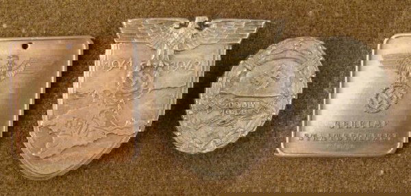 3 Nazi Replica Badges Rifle, Anti Aircraft Gunner: These are three replica Nazi badges, repoduced in solid metal with authentic detail. They measure 1 3/8" to 1 7/8" across. All are in excellent condition. One is Gestapo Centeral Inspection, which eve